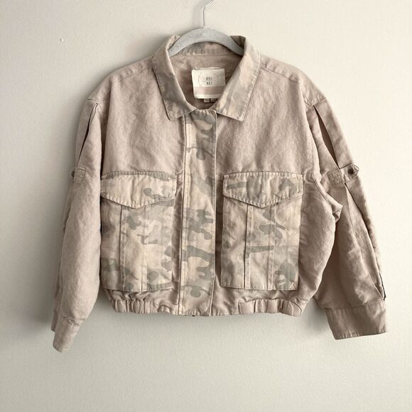 Anthropologie Jackets & Blazers - Hei Hei Anthropologie Womens Linen Cotton Jacket Cargo Pockets Camo Size Small